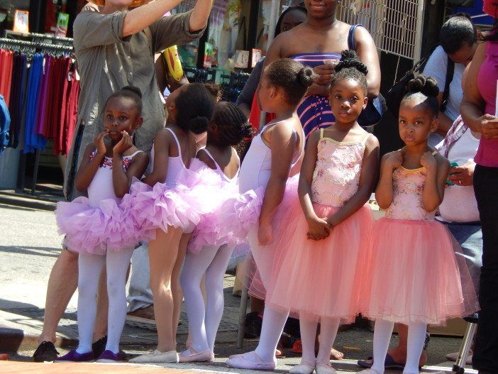 Flatbush Avenue Street Fair ballet dancers waiting