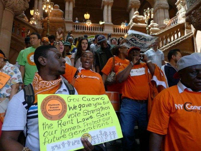 Tenant groups from around the city gathered in Albany on Tuesday. Photo via the Flatbush Tenant Coalition