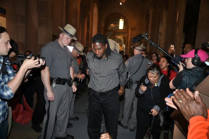 Councilman Jumaane Williams was recently arrested at a rent protest outside Gov. Cuomo's office in Albany. Photo courtesy Assemblywoman Rodneyse Bichottee
