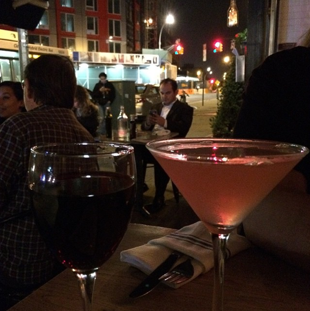 Enjoying drinks on the sidewalk at Broccolino. Photo by cynthiamarietv