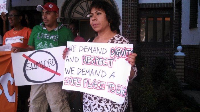 Neighbors protested landlord Moshe Piller's treatment of tenants at an E. 18th Street apartment building last year.