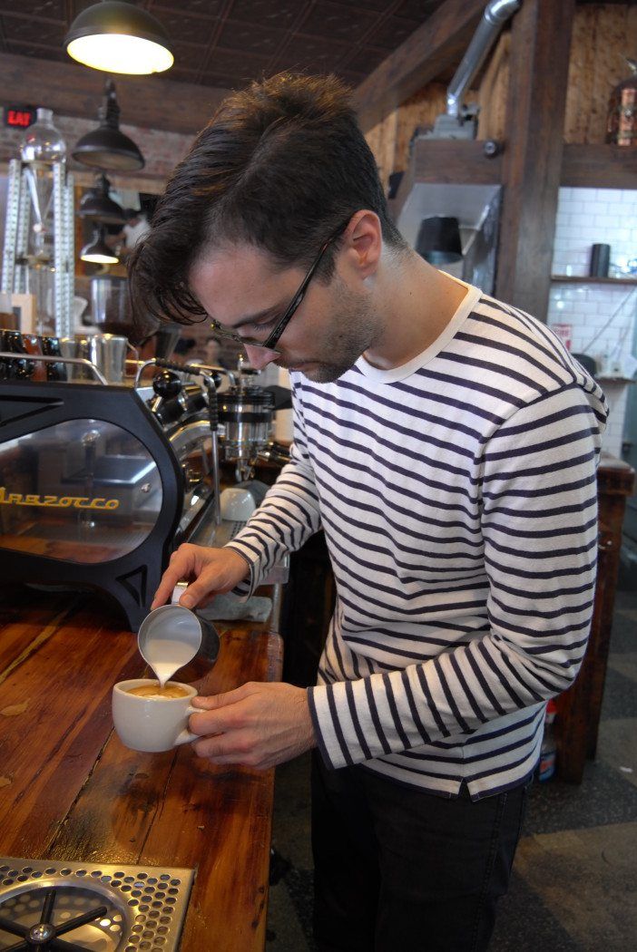 Daniel Garcia makes a cappucino. Photo by Ditmas Park Corner