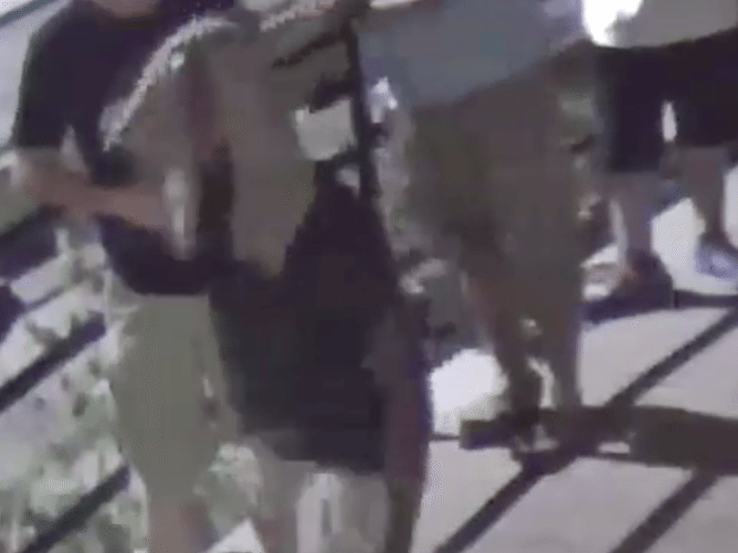 Screenshot from surveillance footage of suspects. Video provided by the NYPD.