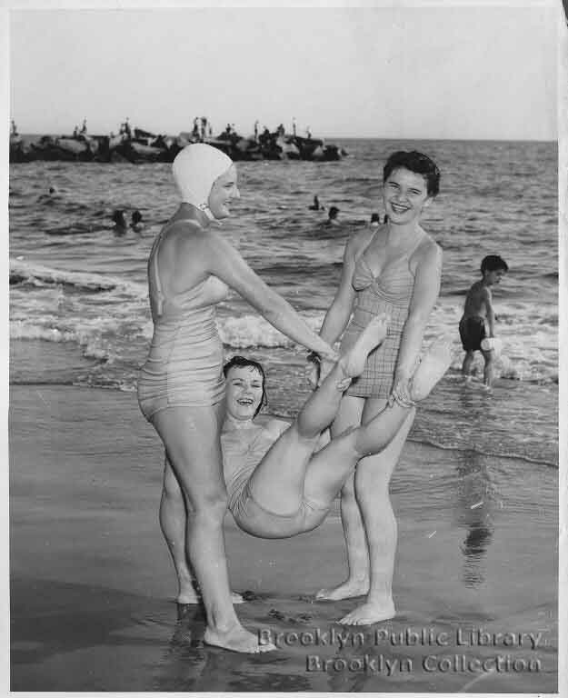 Ladies horsing around in 1949. (Photo by Al Lambert via Brooklyn Visual Heritage)