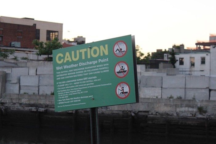 A sewage overflow site near the club's launch point on the Gowanus Canal