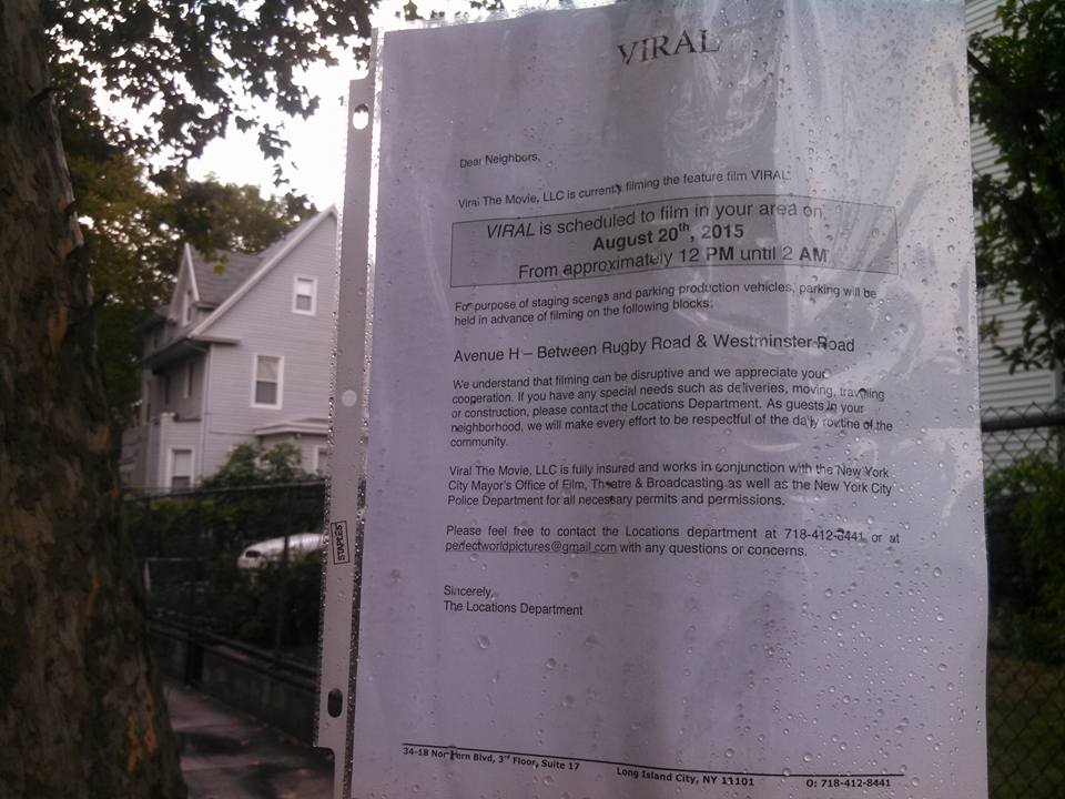 Viral The Movie Will Film On Avenue H This Thursday, August 20