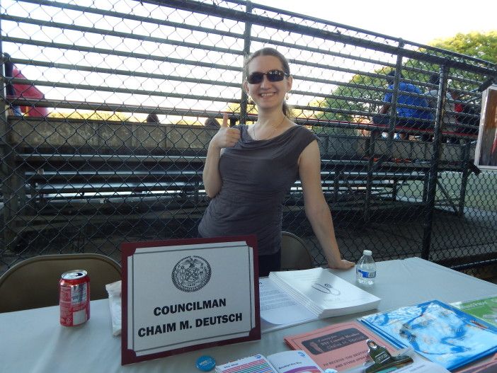 Councilman Chaim Deutsch's table. Photo by Ditmas Park Corner