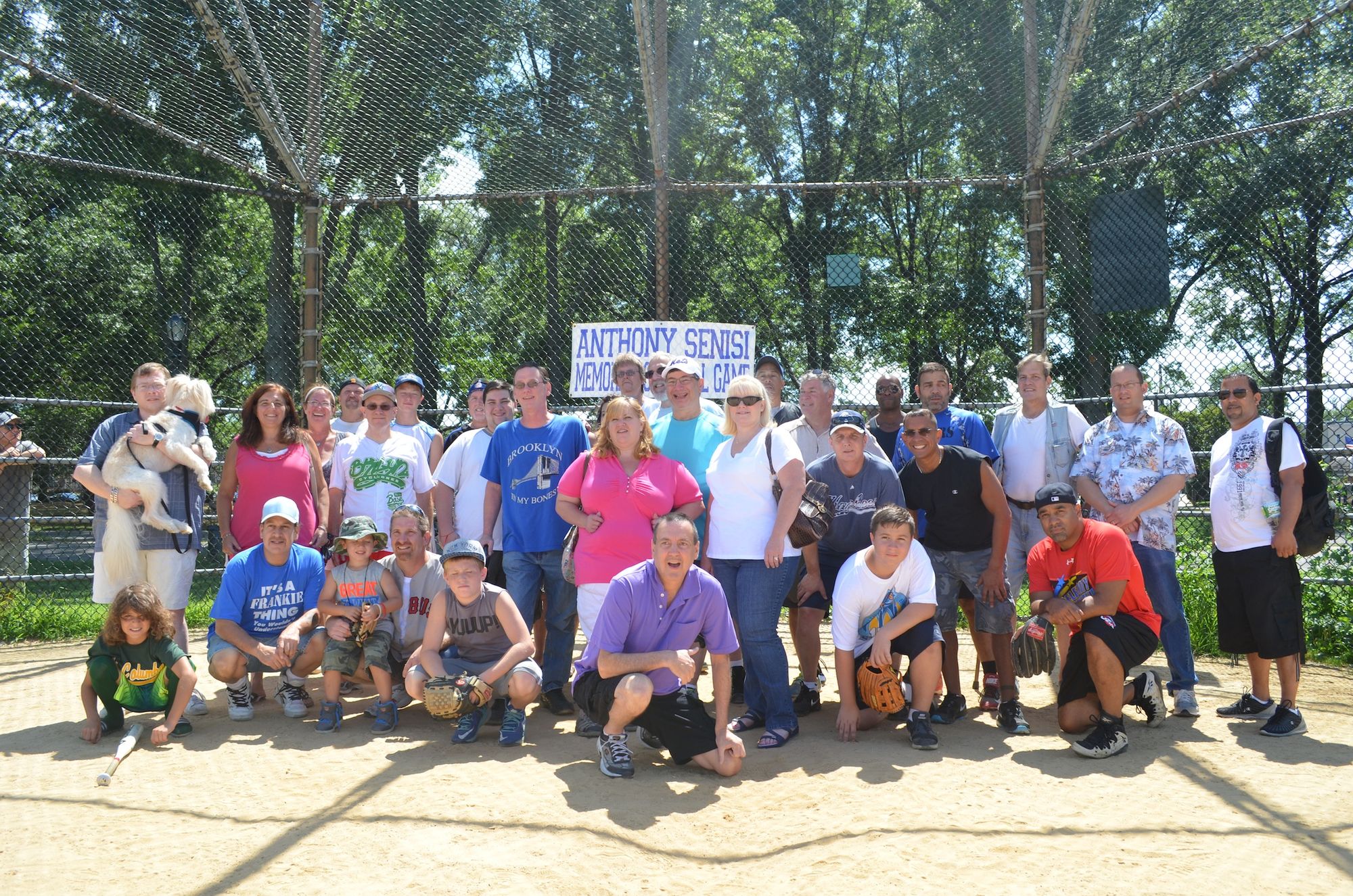 Friends gather at Marine Park to honor their fallen friend Anthony Senisi. 