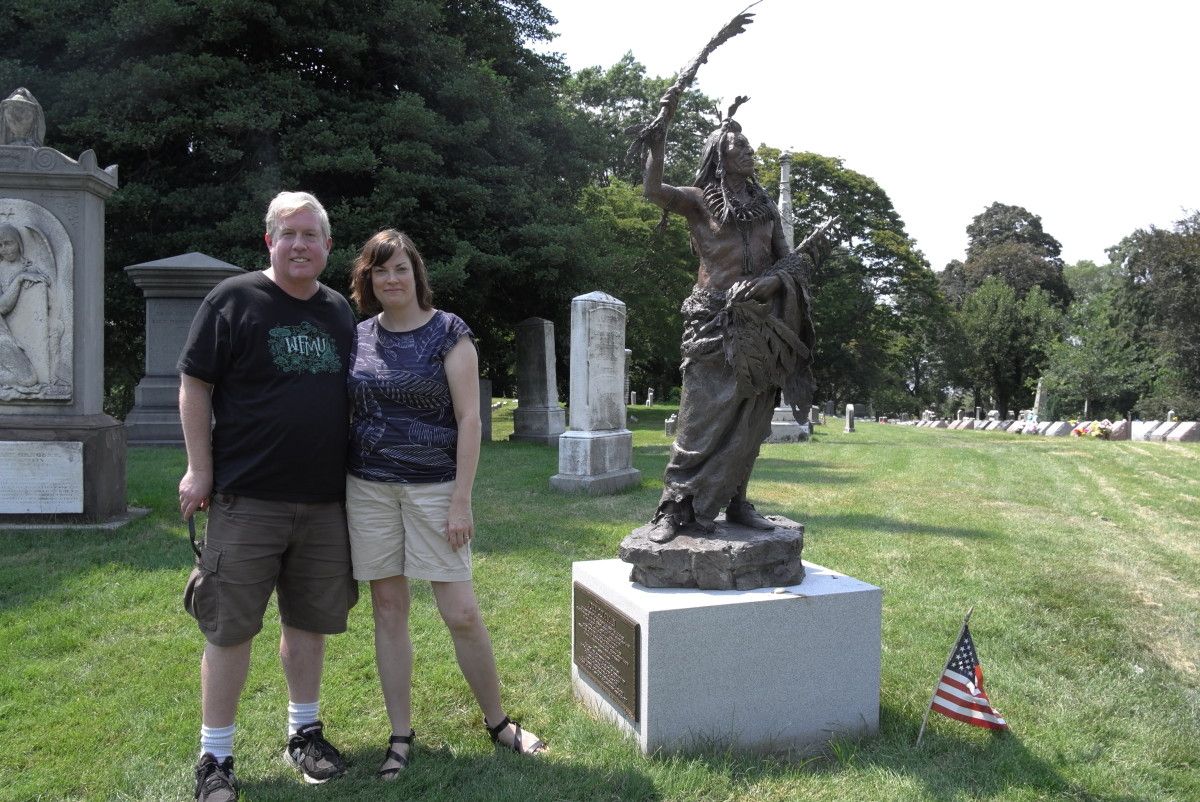 Brian and Lisa at Greenwood Cemetery. 