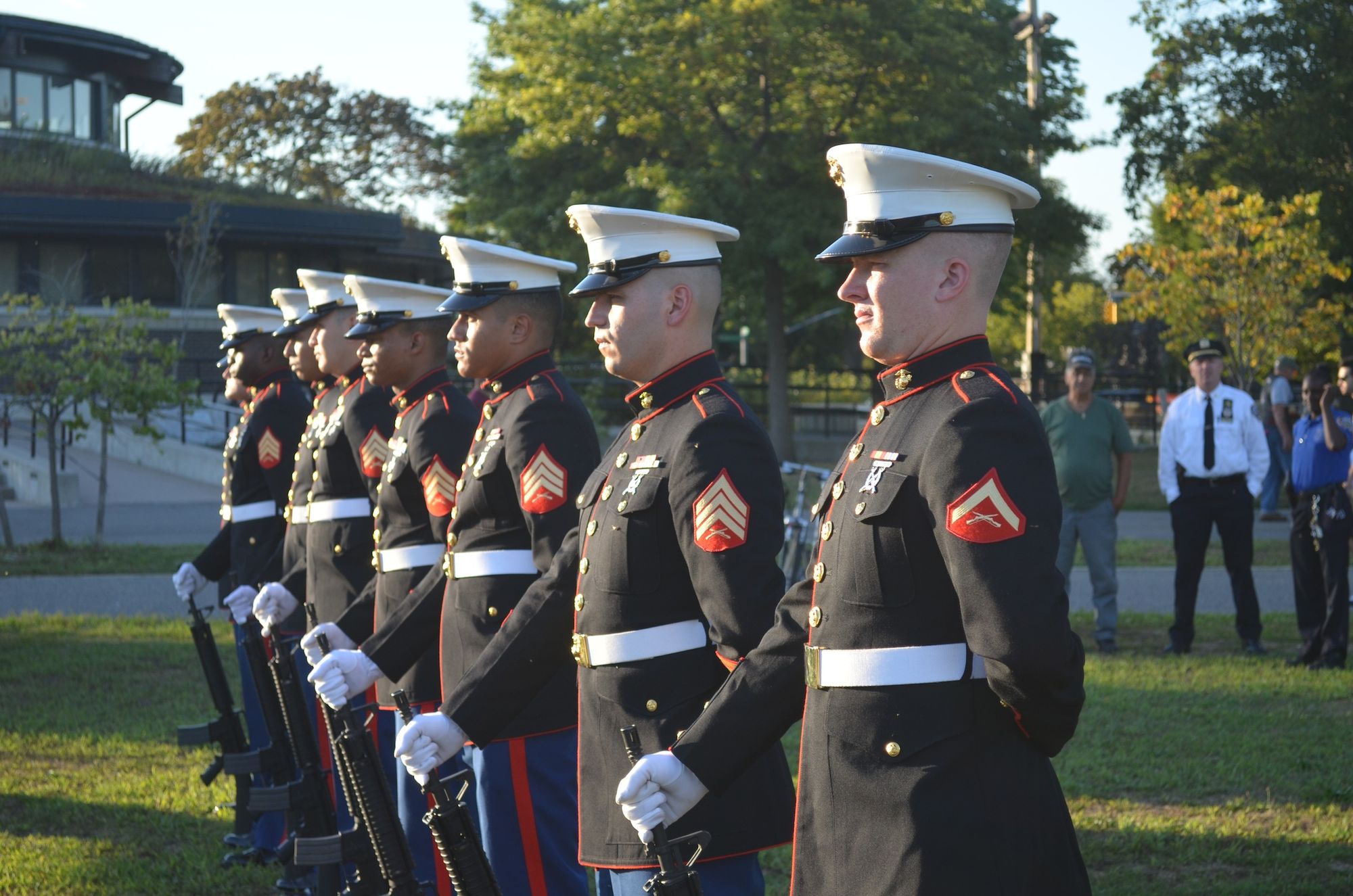 Members of the United States Marine Core Communication Battalion Six.