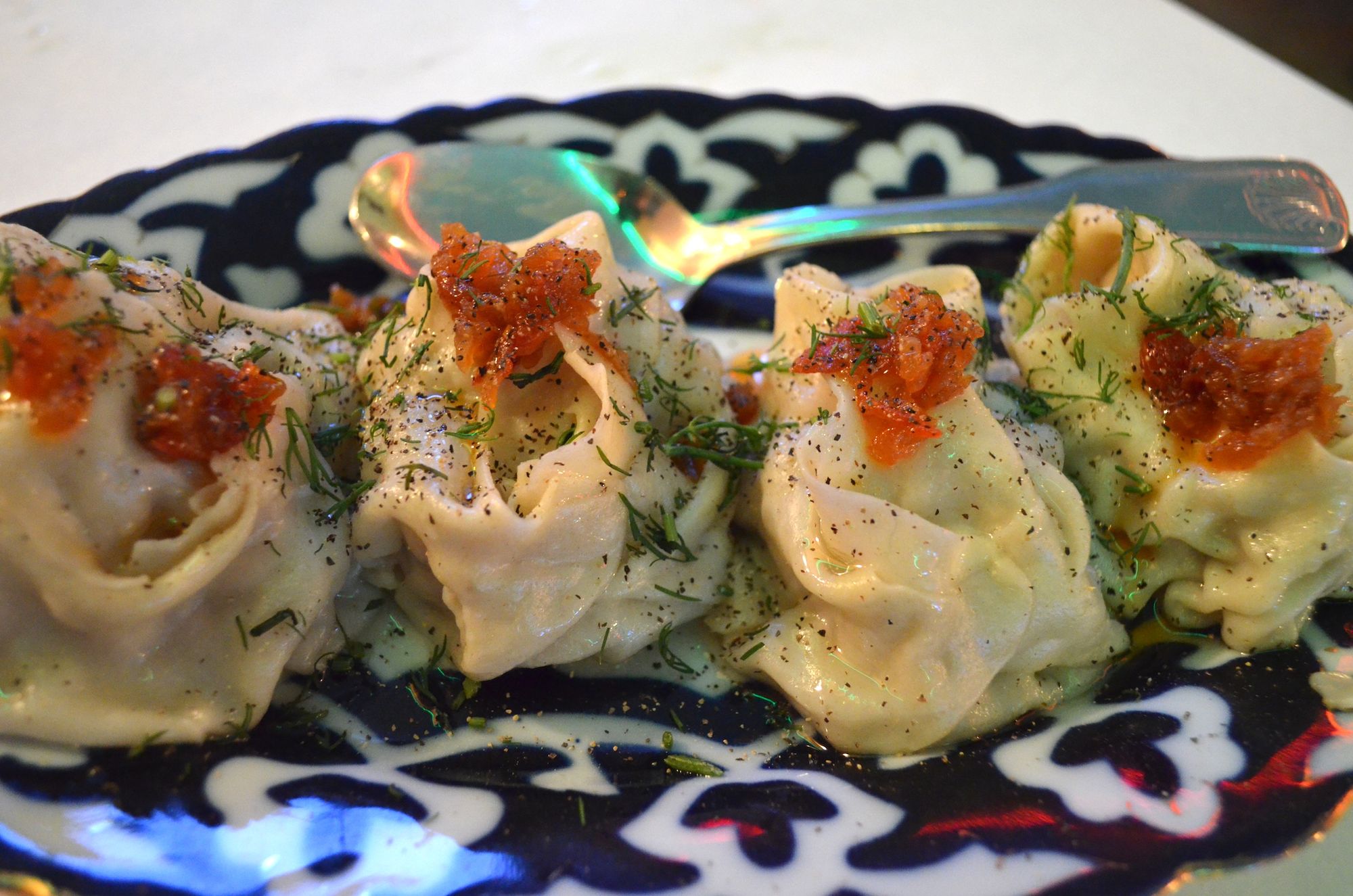 The meat-stuffed dumplings.