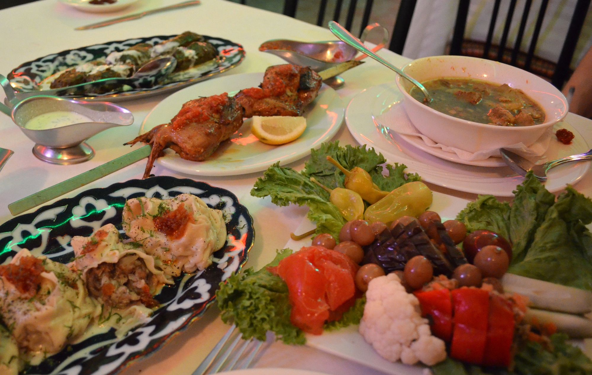 Our dinner table at Azerbaijan House. 
