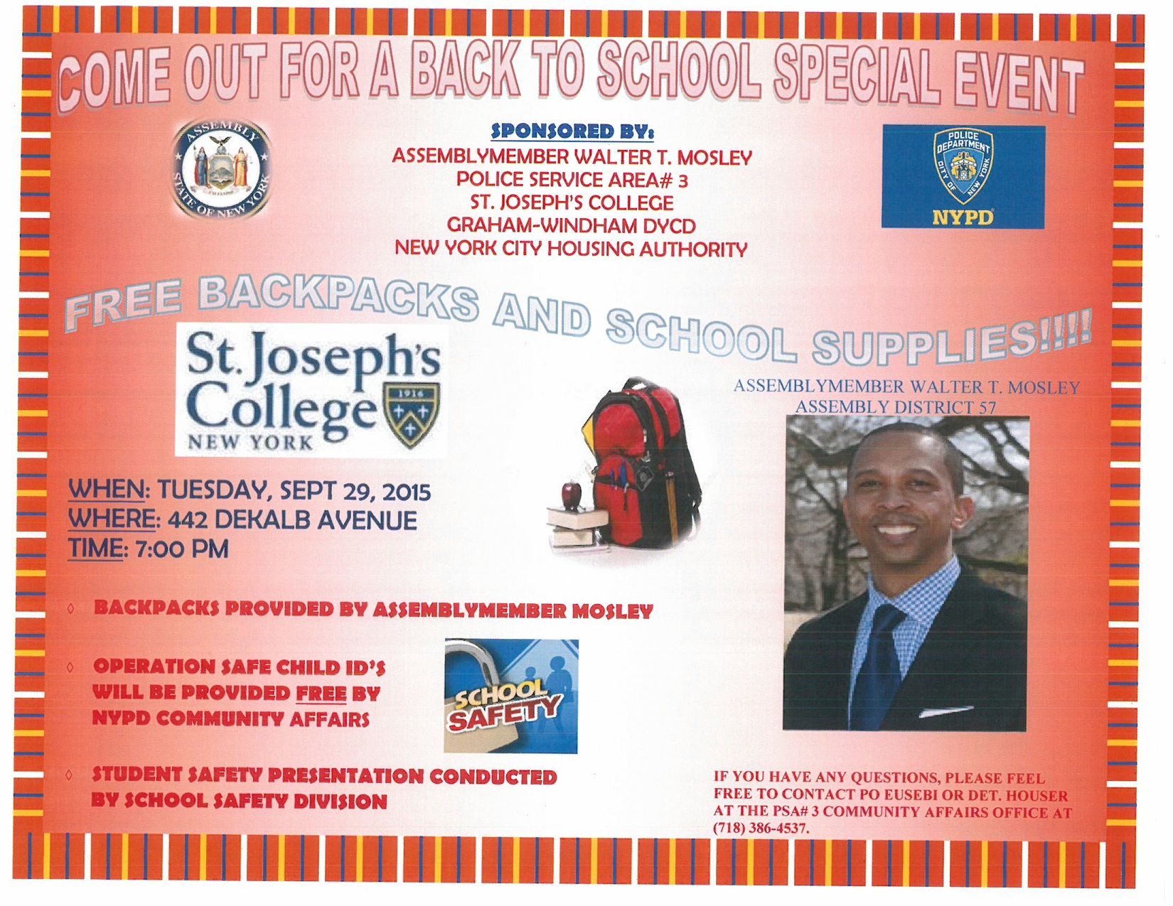 Donate School Supplies For Back-To-School Event Hosted By AM Mosley, PSA 3, And St Joseph’s College