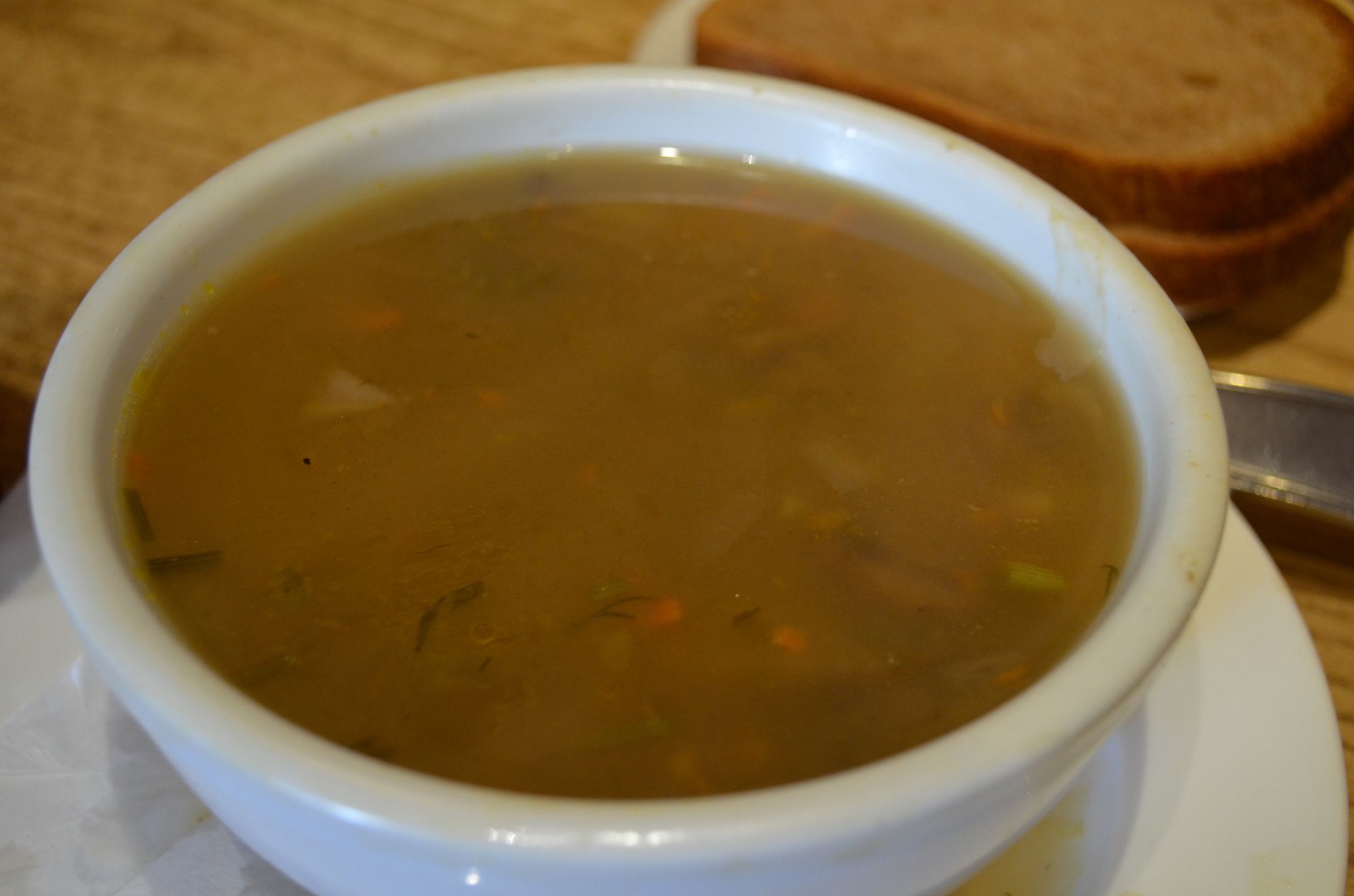 The mushroom and barley soup.