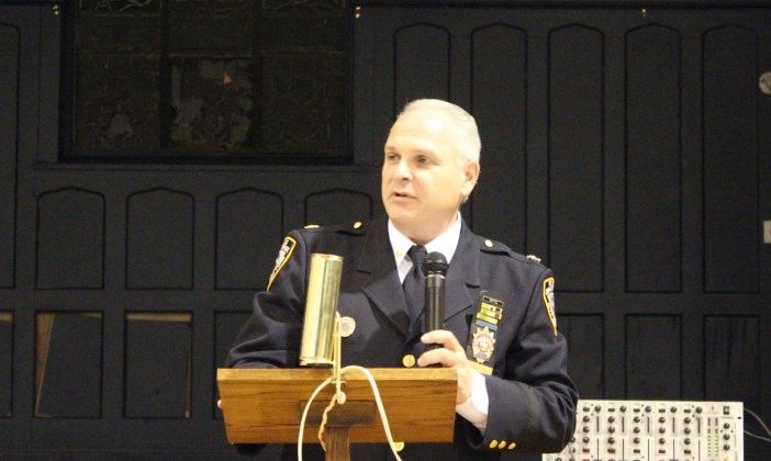 Captain Richard DiBlasio at a recent 70th Precinct Community Council meeting. (Photo by Shannon Geis/Ditmas Park Corner)