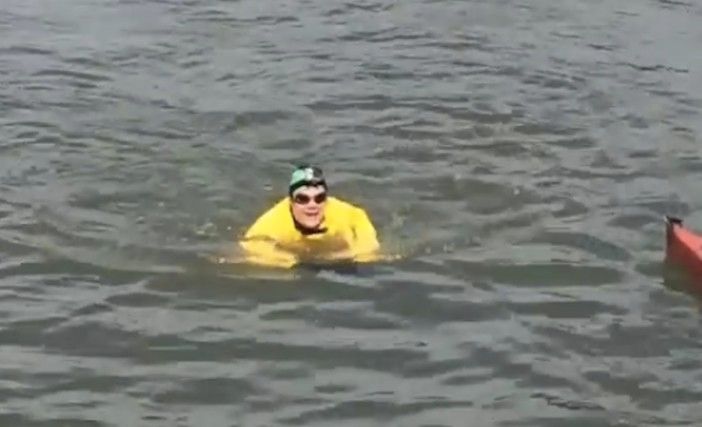 Christopher Swain swims the Gowanus Canal