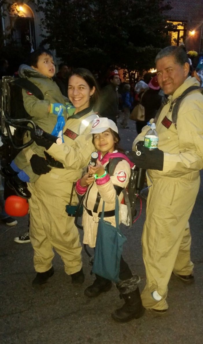 The Deguara family took on ghosts as the Ghostbusters this Halloween. (Photo by Fort Greene Focus)