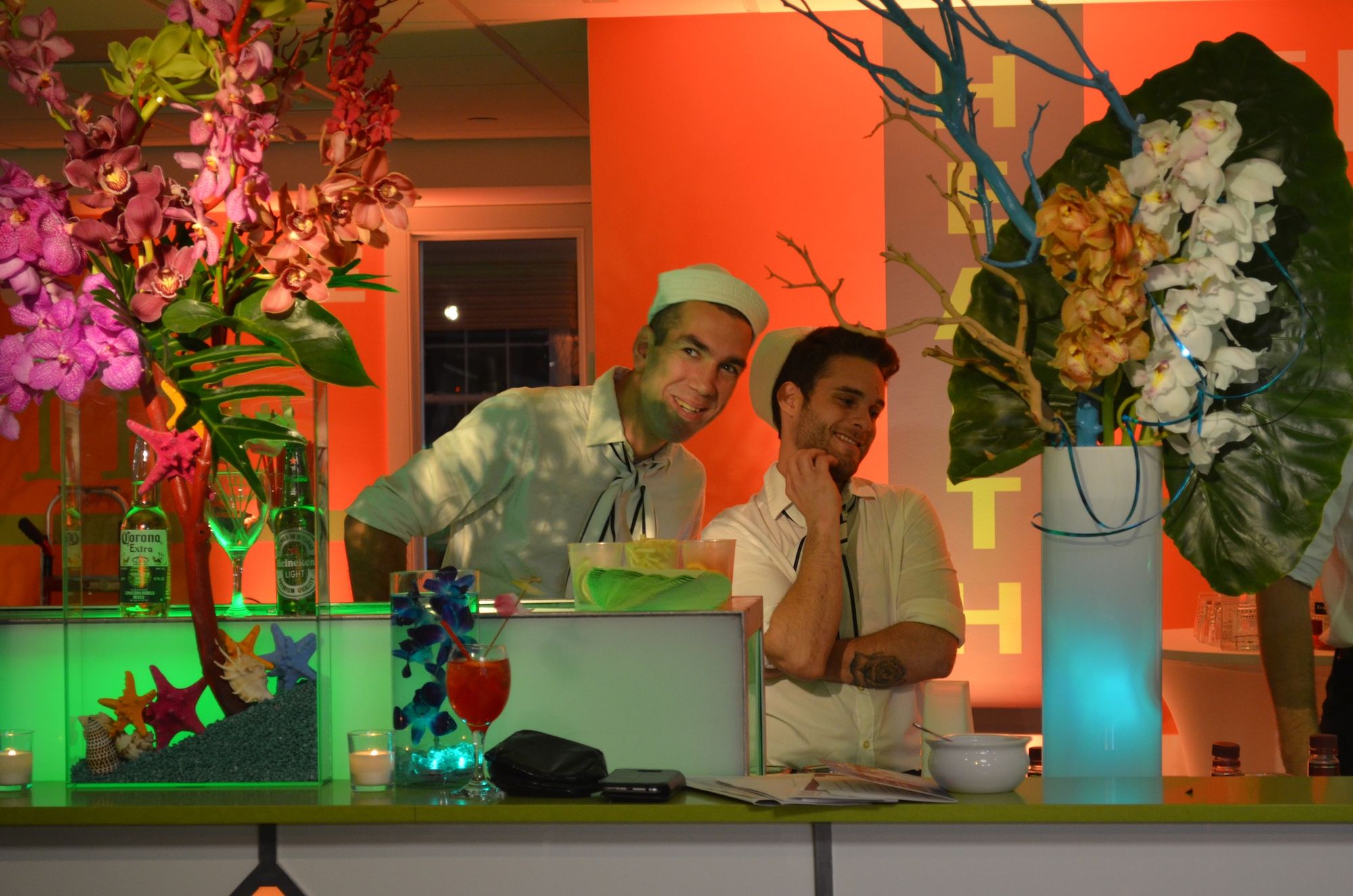 Bartenders at the rehab center's reopening ceremony. 