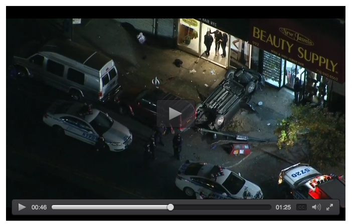 Screenshot of News 12 video from crash scene