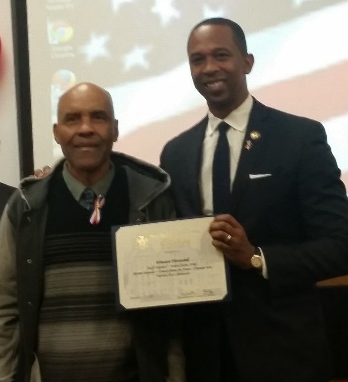 U.S. Army and U.S. Air Force Sergeant Winston Thronehill with AM Mosley. (Photo by Fort Greene Focus)