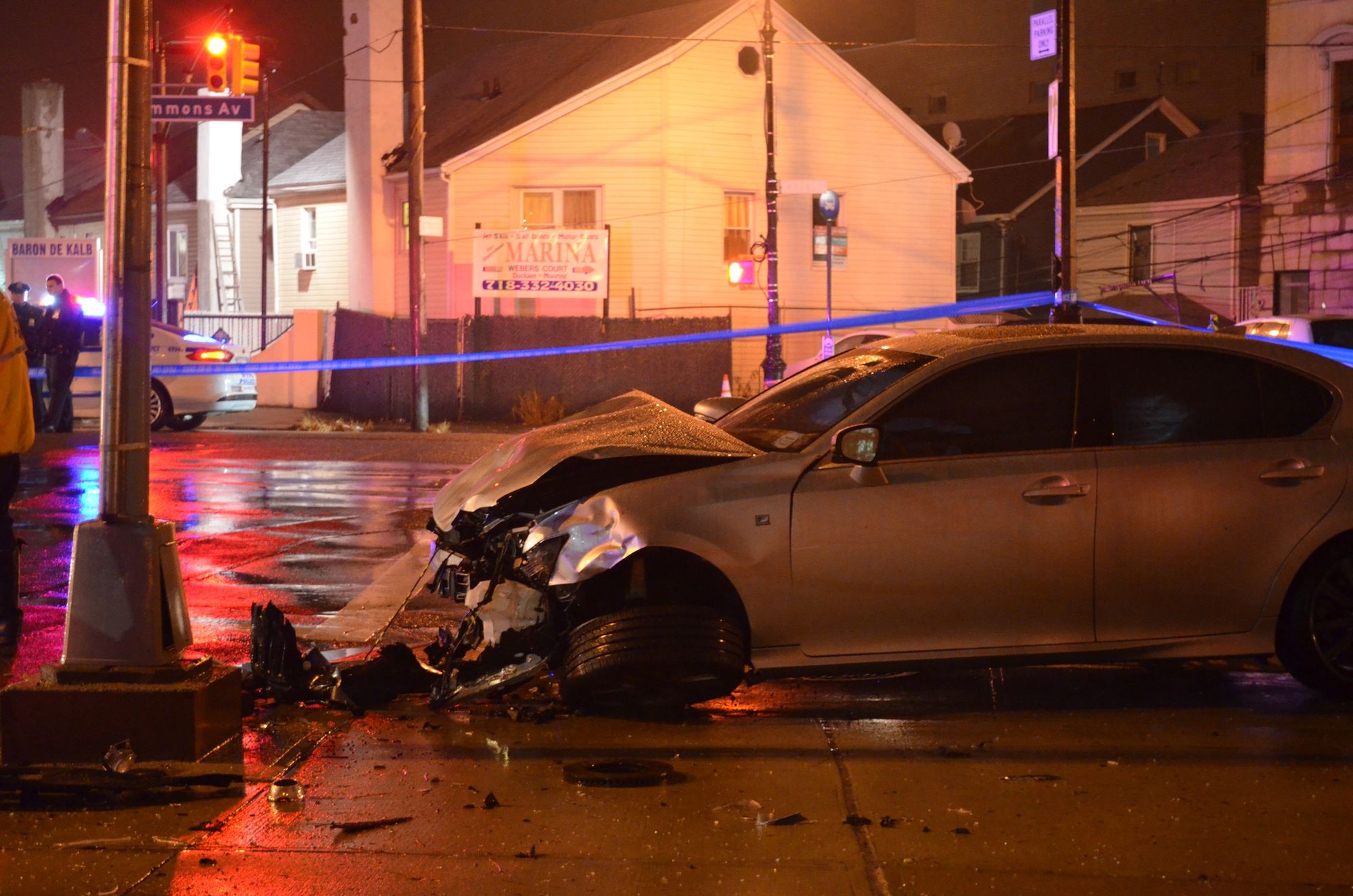 The Lexus involved in the fatal crash on Emmons and Nostrand avenues.