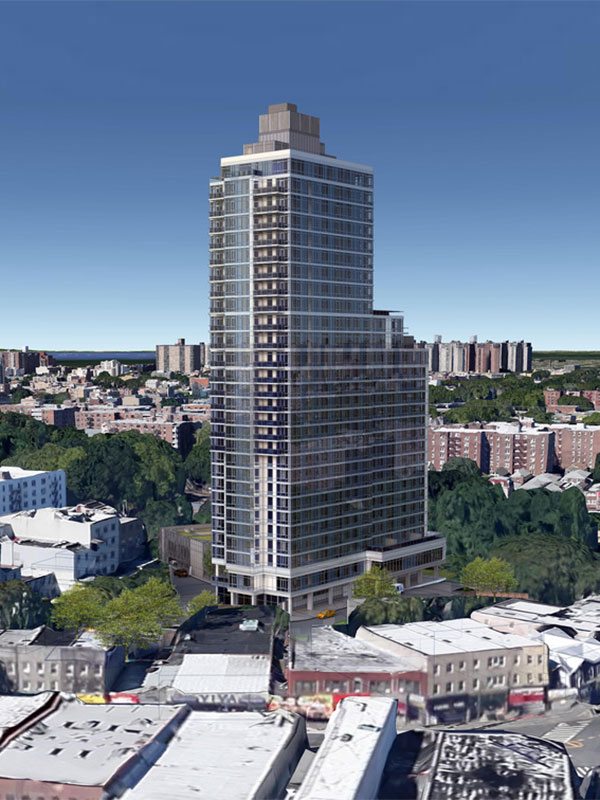 Rendering of the tower at 1501 Voorhies Avenue. (Source: CityRealty)