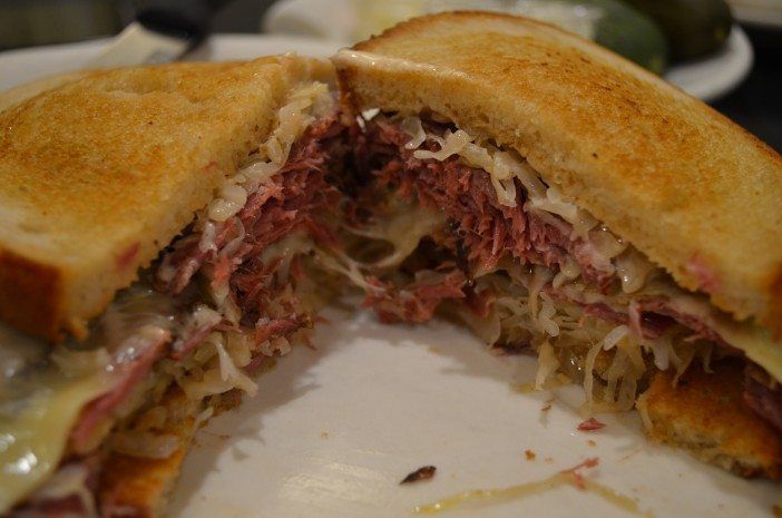 Delicious pastrami Reuben sandwich. (Photo: Alex Ellefson / Sheepshead Bites)