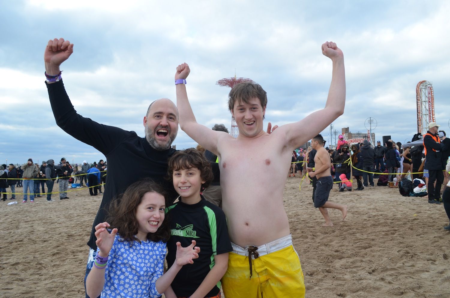 The author with Adam Rabiner and his children, Ana and Elan, psyching themselves up for the plunge. 