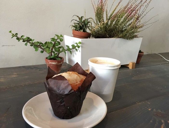 flat white and muffin