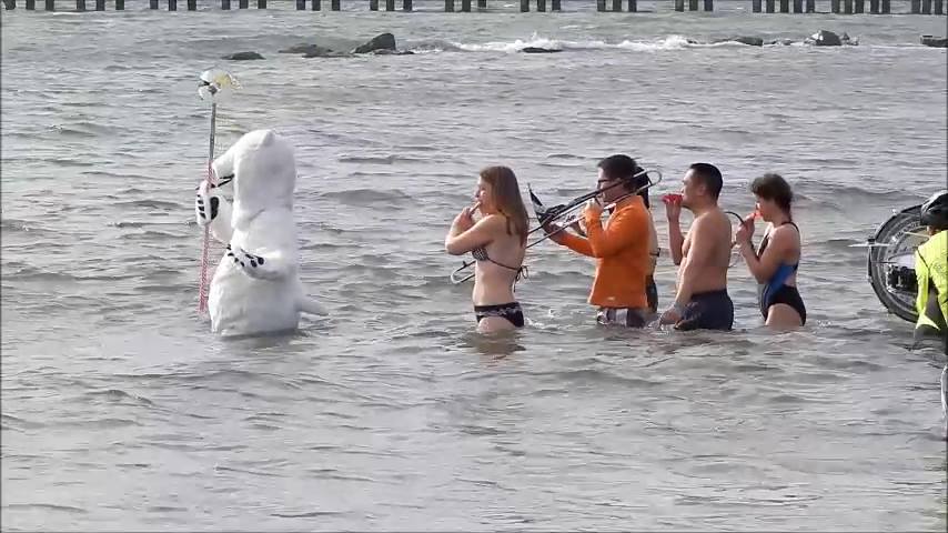 Even the band took a dip. (Photo: Mike Wright / Facebook)