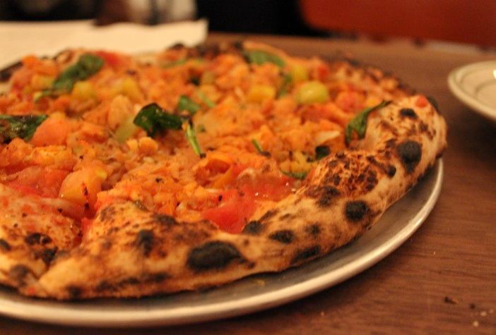 Bake + Salt Fish/Marinara Pizza. (Photo by Shannon Geis/Ditmas Park Corner)