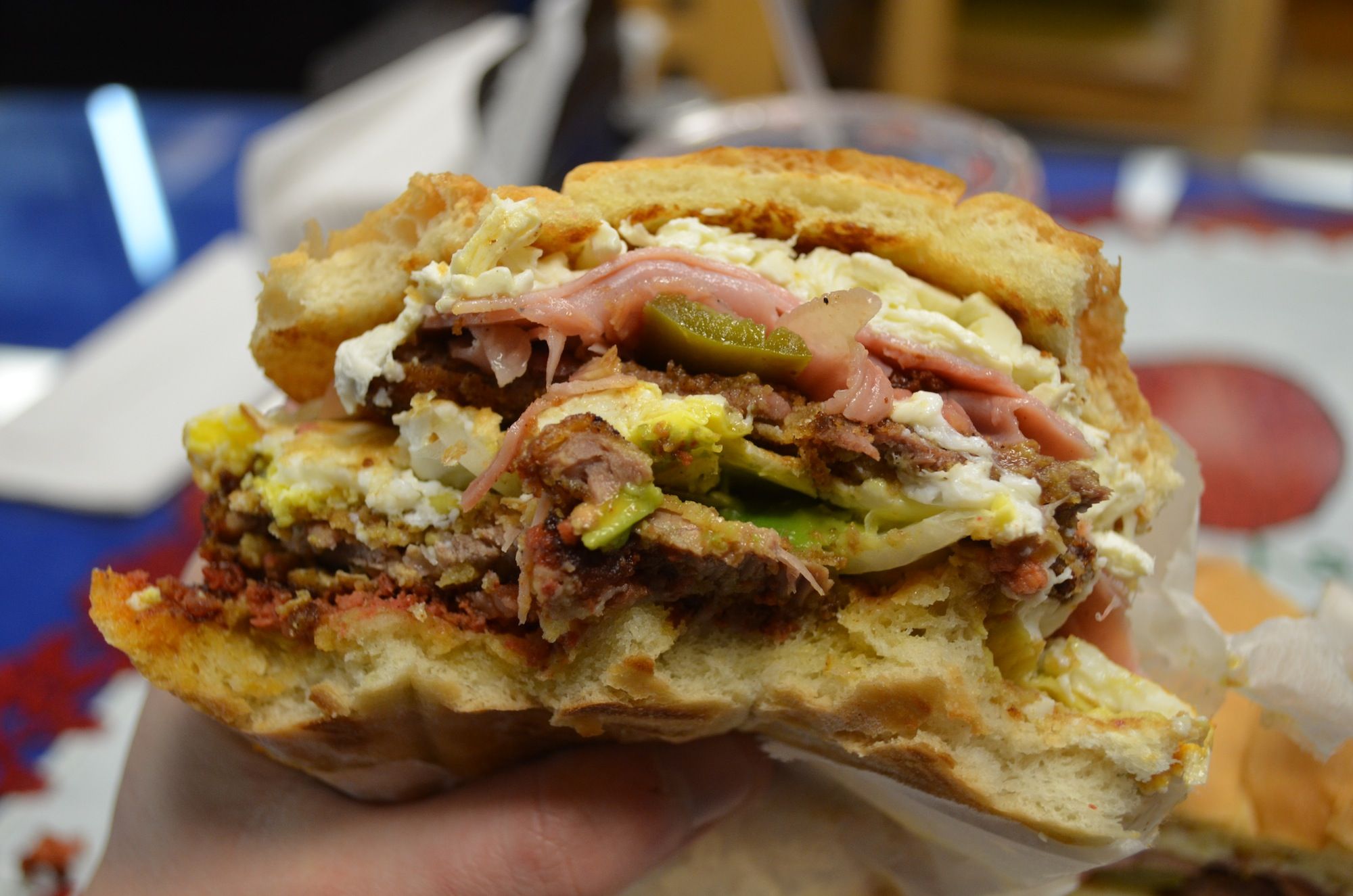 The torta Cubana at Taqueria El Buen Gusto. (Photo: Alex Ellefson / Sheepshead Bites)