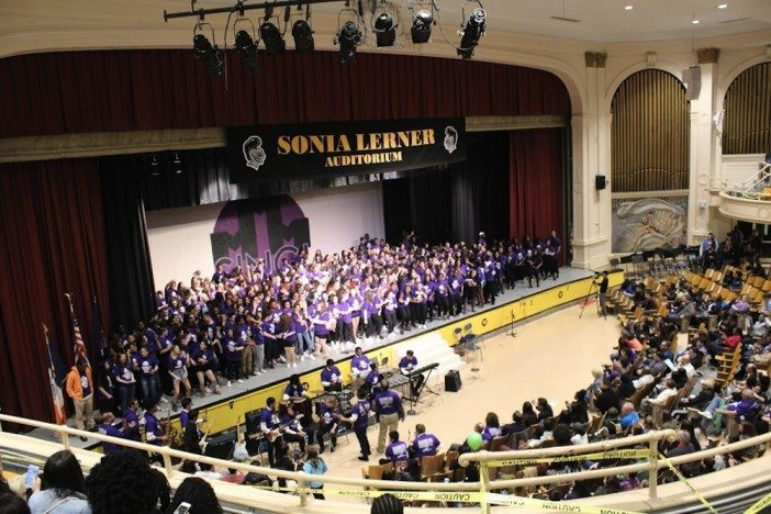 All three schools’ SING groups taking the stage awaiting the announcement of the winner. (Photo: DOE)