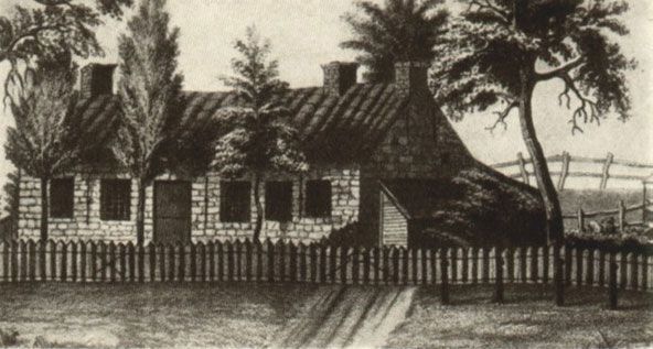 The home where Nathaniel Woodhall died. (Source:http://freepages.history.rootsweb.ancestry.com/~wcarr1/Lossing1/55-14.gif)