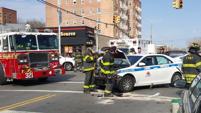 Scene of a crash on Nostrand Avenue and Avenue Y. (Photo: Stacey Kraus)