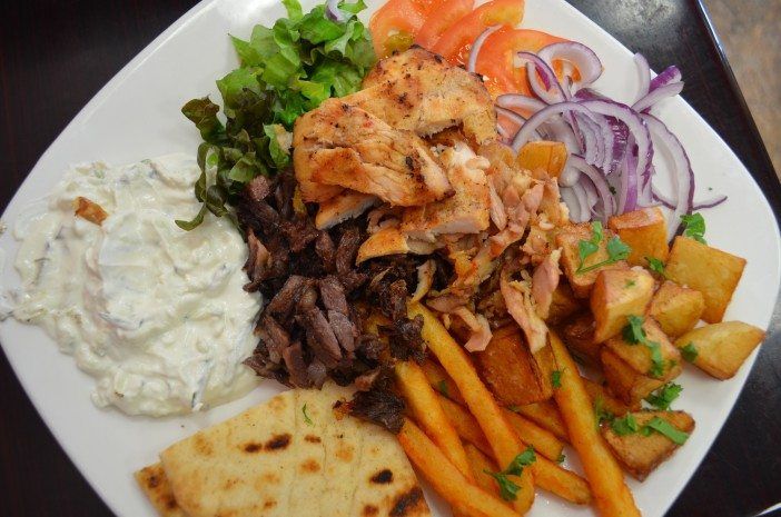 The lamb, beef, chicken, and pork used in the gyros at Lotus Cafe. (Photo: Alex Ellefson / Sheepshead Bites)