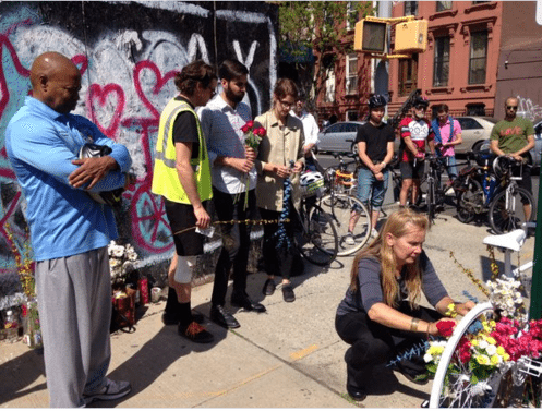 BP Adams leads mourners on Sunday. (Courtesy Eric Adams/Twitter.)