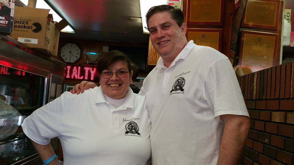 Nydia Rivera and John Miniaci Jr of Johnny's Pizza. (Photo by Renee Giordano)