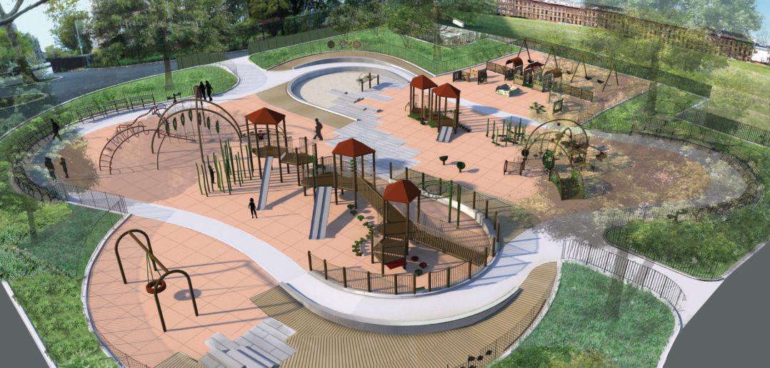 Early rendering of the playground. Courtesy of the Parks Department.