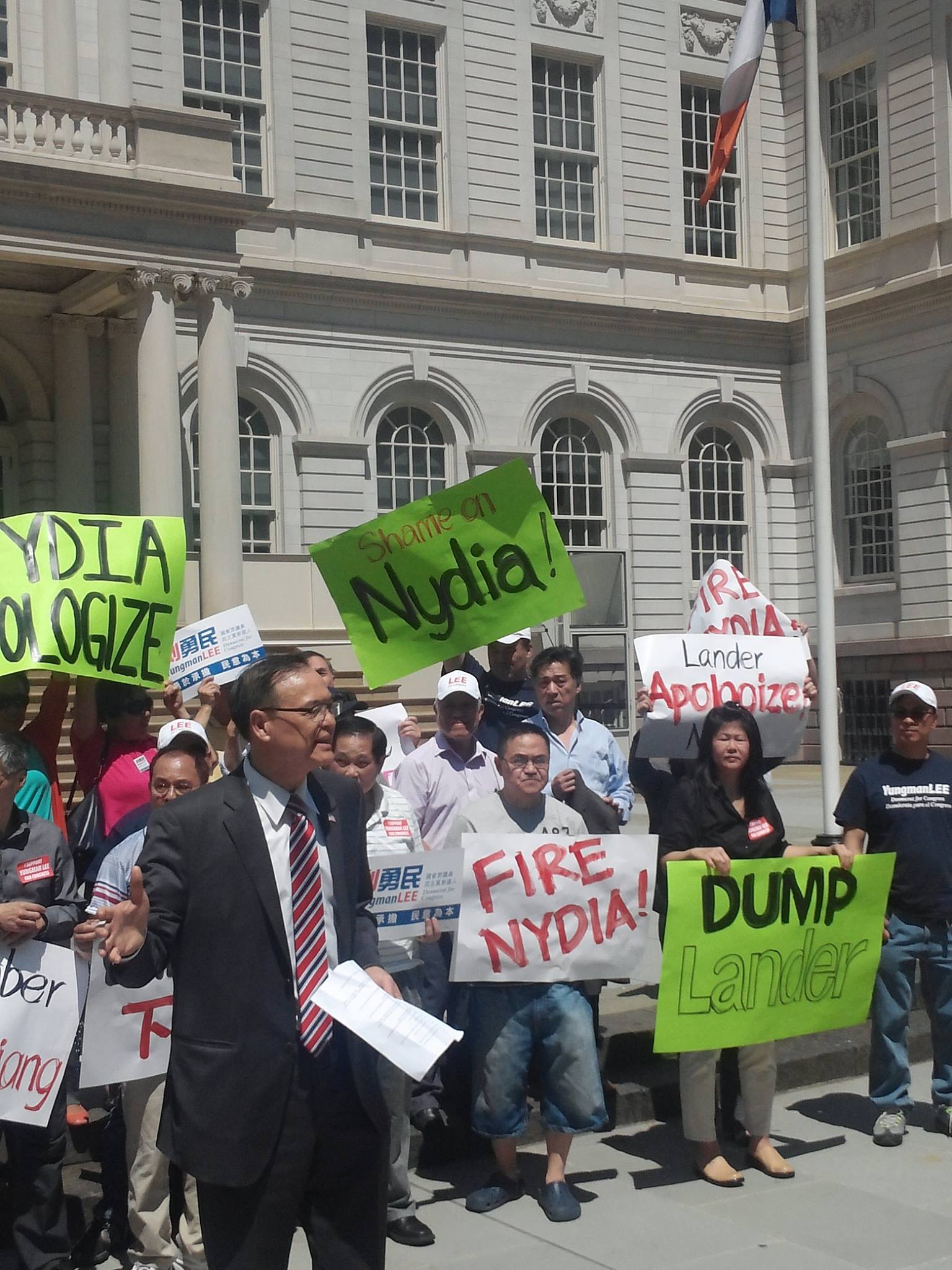 Yungman Lee Speaking At Protest At City Hall.