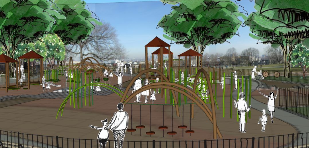 Early rendering of the playground. Courtesy of the Parks Department.