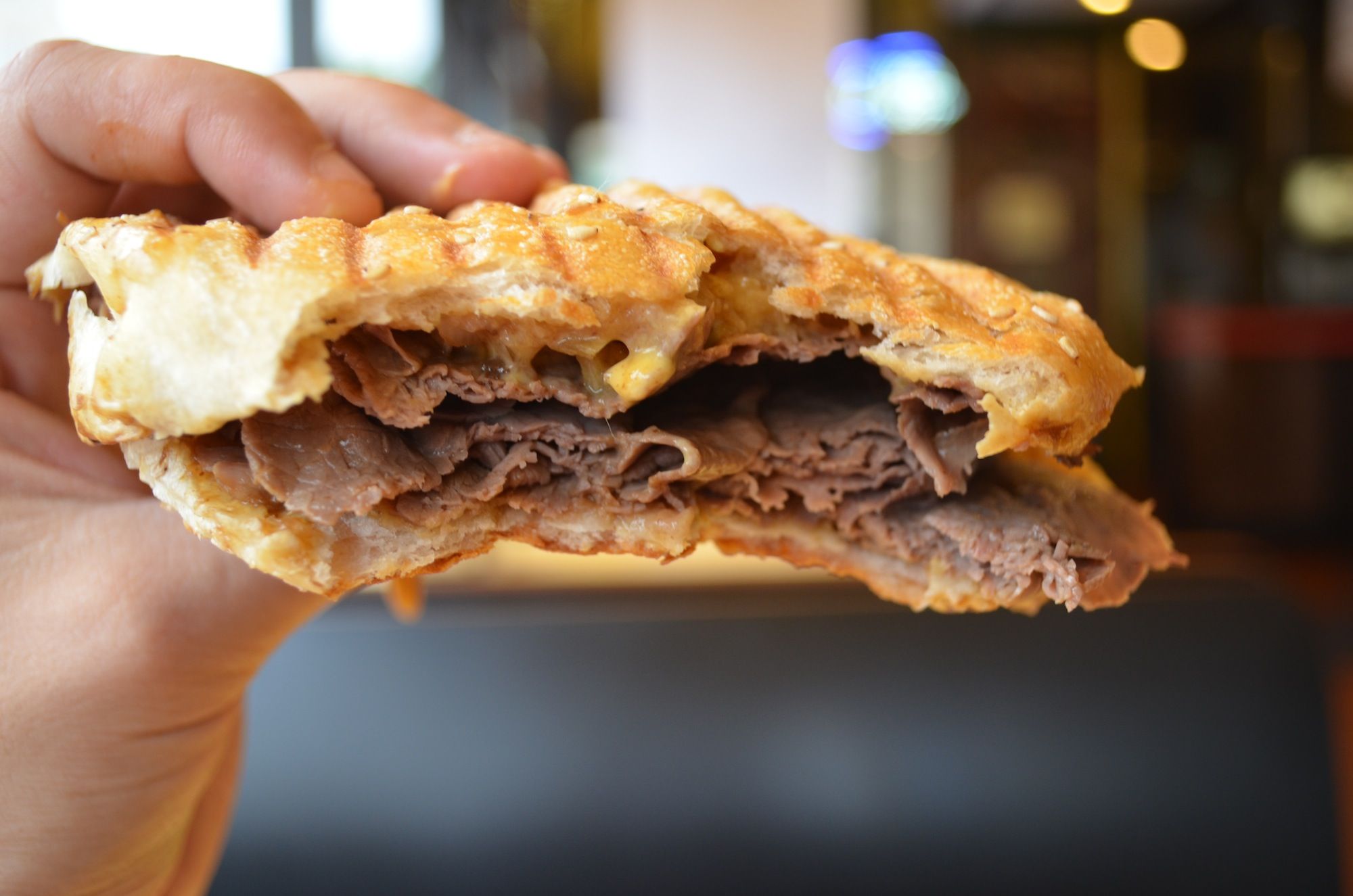 Roll-N-Roaster's new roast beef panini. (Photo: Alex Ellefson / Sheepshead Bites)