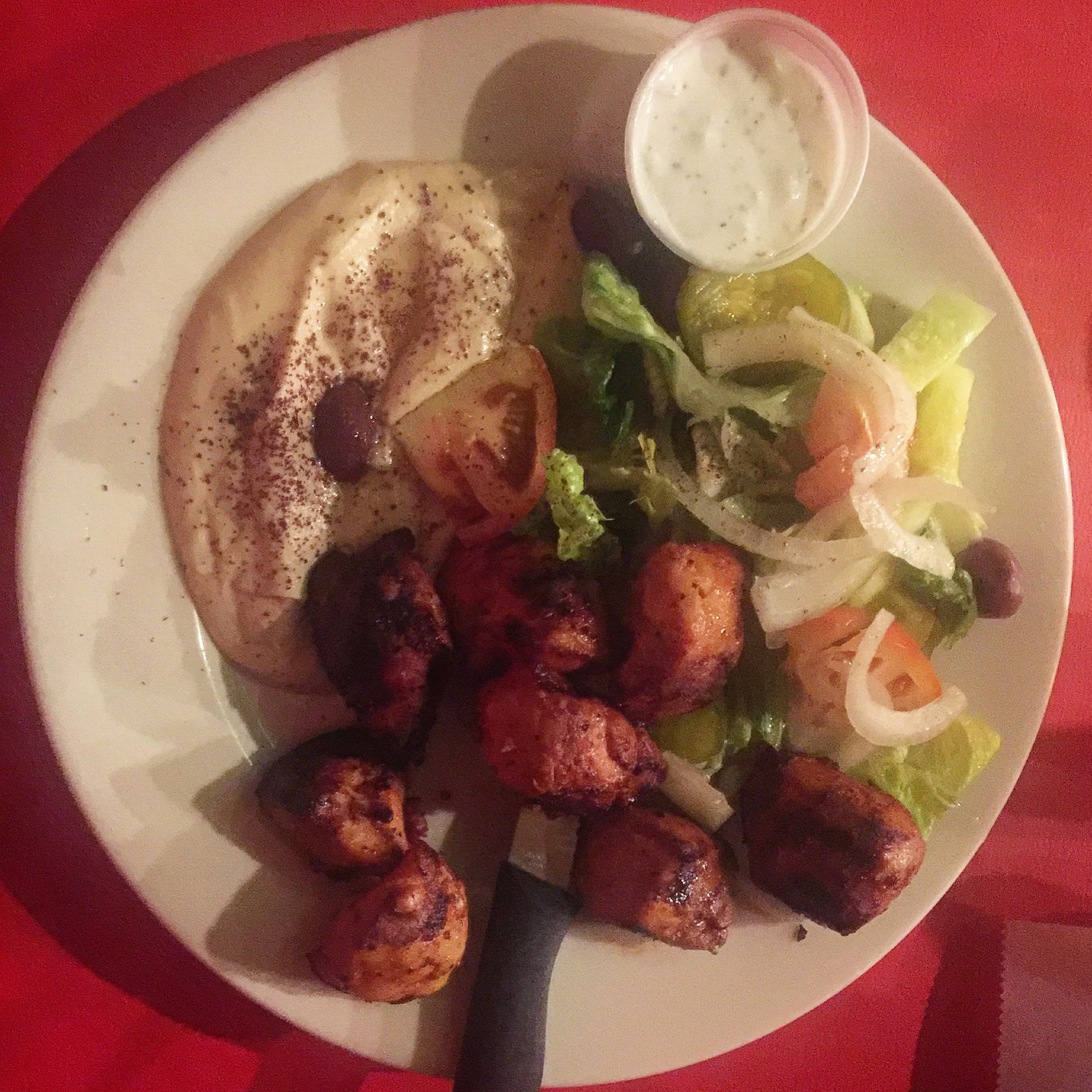 The chicken kebab platter, $14.95. (Courtesy Fort Greene Focus/Justin Fox.)