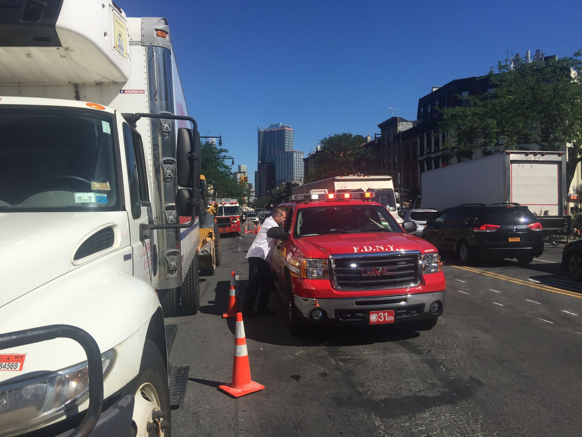 Traffic was backed up. (Courtesy Fort Greene Focus)