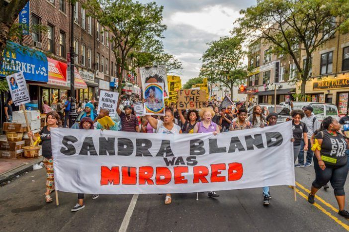 Black Lives Matter activists on Church Avenue (Photo by Erik McGregor) 