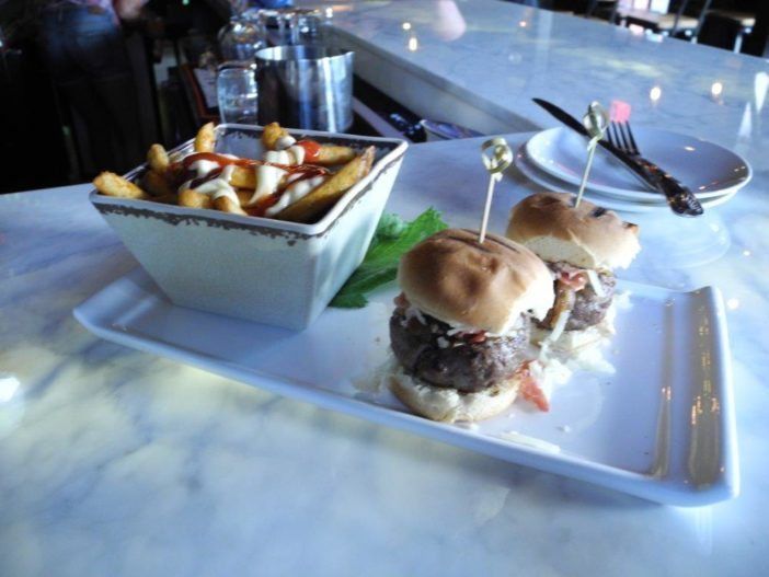 Manchego lamb sliders and fries