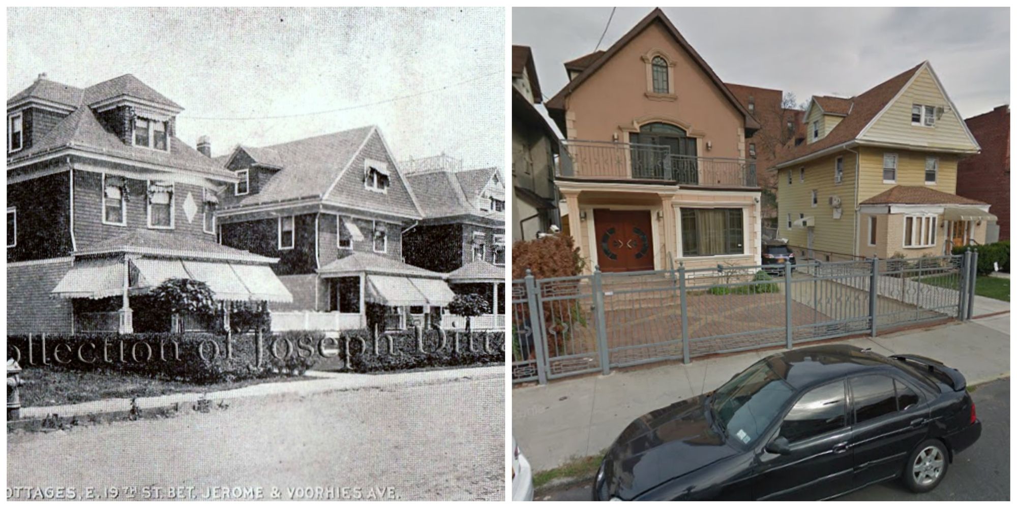 2637, 2639 East 19th Street then and now. Historical Photo courtesy of Joseph Ditta.