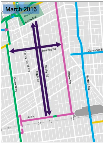 Proposed bike route in dark purple (screenshot via DOT)