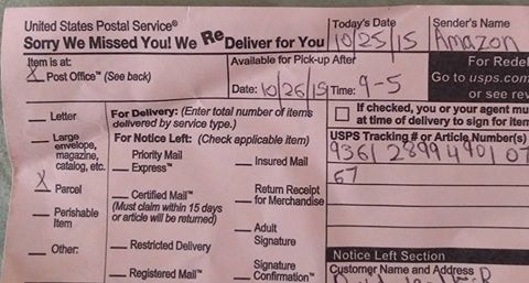 Pink slip received by a neighbor in August 2016, from October 2015, from 11215 PO. (Photo courtesy David Y'all)