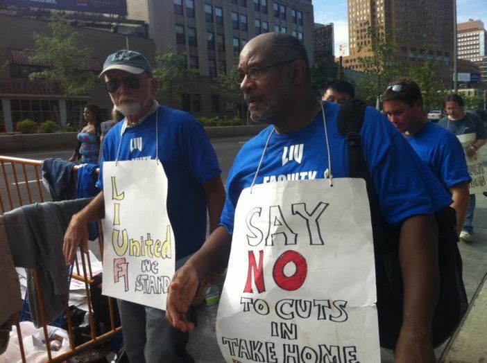 LIU faculty members during a protest in 2011. (Long Island University Faculty Federation (LIUFF) / Facebook) 